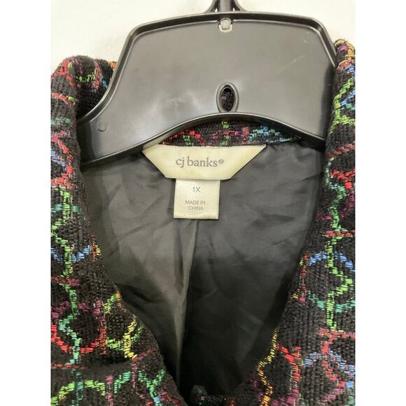 CJ Banks Womens Jacket Blazer Size 1X Plus Geometric Circles Multicolor Office - Picture 6 of 8